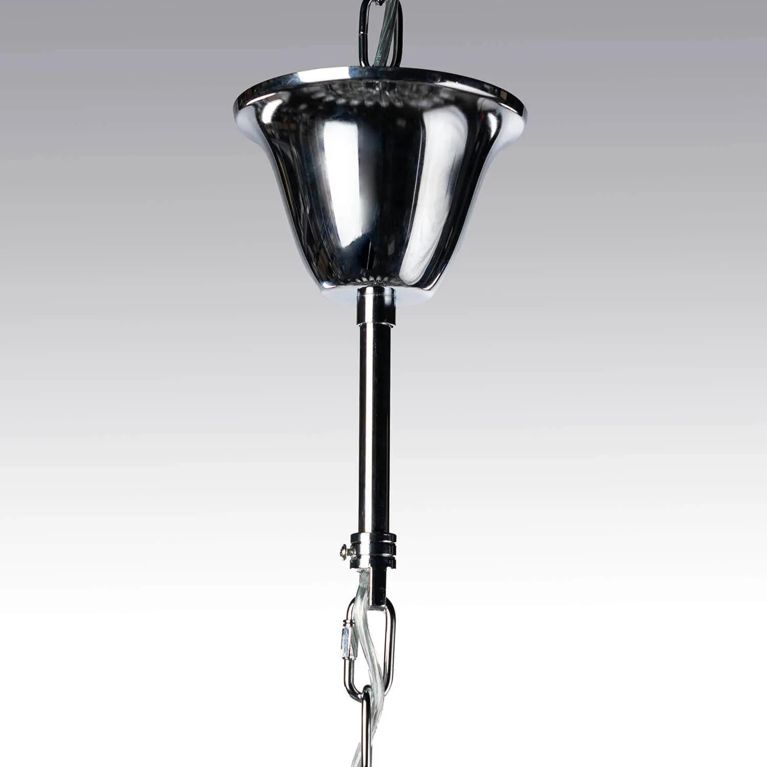 Italian glass lamp with cascading structure in contemporary hallway