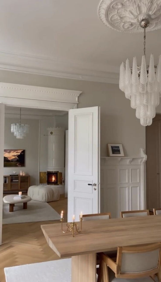Italian designer ceiling lamp with hand-blown glass elements
