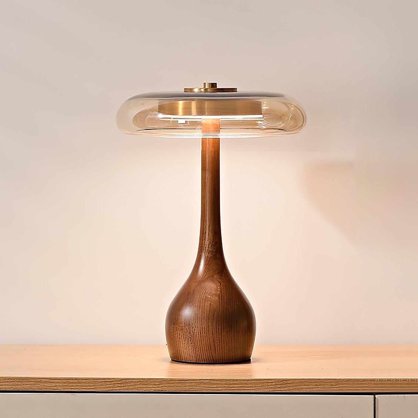 Danish bauhaus walnut lamp - Modern Walnut Desk Lamp