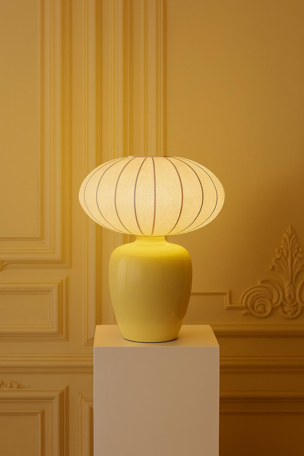 Modern table lamp with elegant ceramic base and fabric shade accent lighting