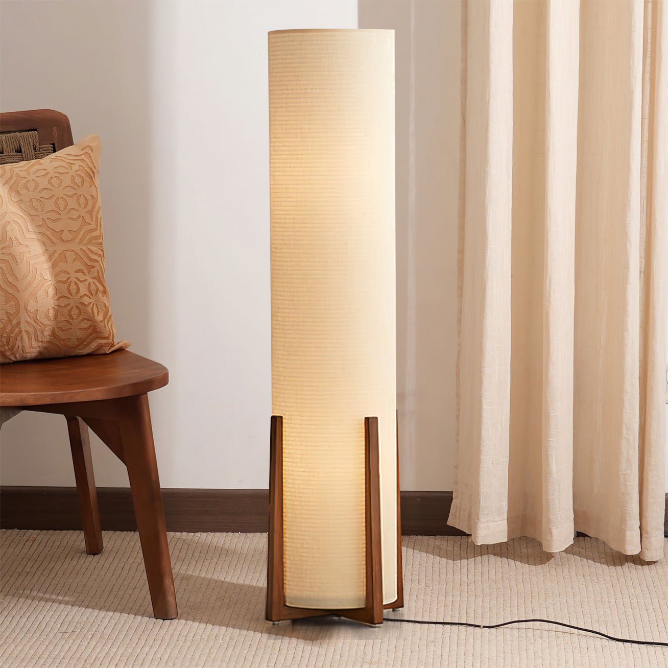 Scandinavian design floor lamp creating warm ambient lighting