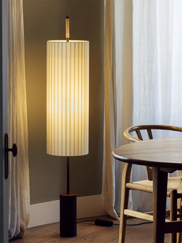 Sculptural modern floor lamp with premium fabric diffuser