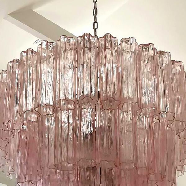 Close-up detail of pink murano glass artisan craftsmanship and texture