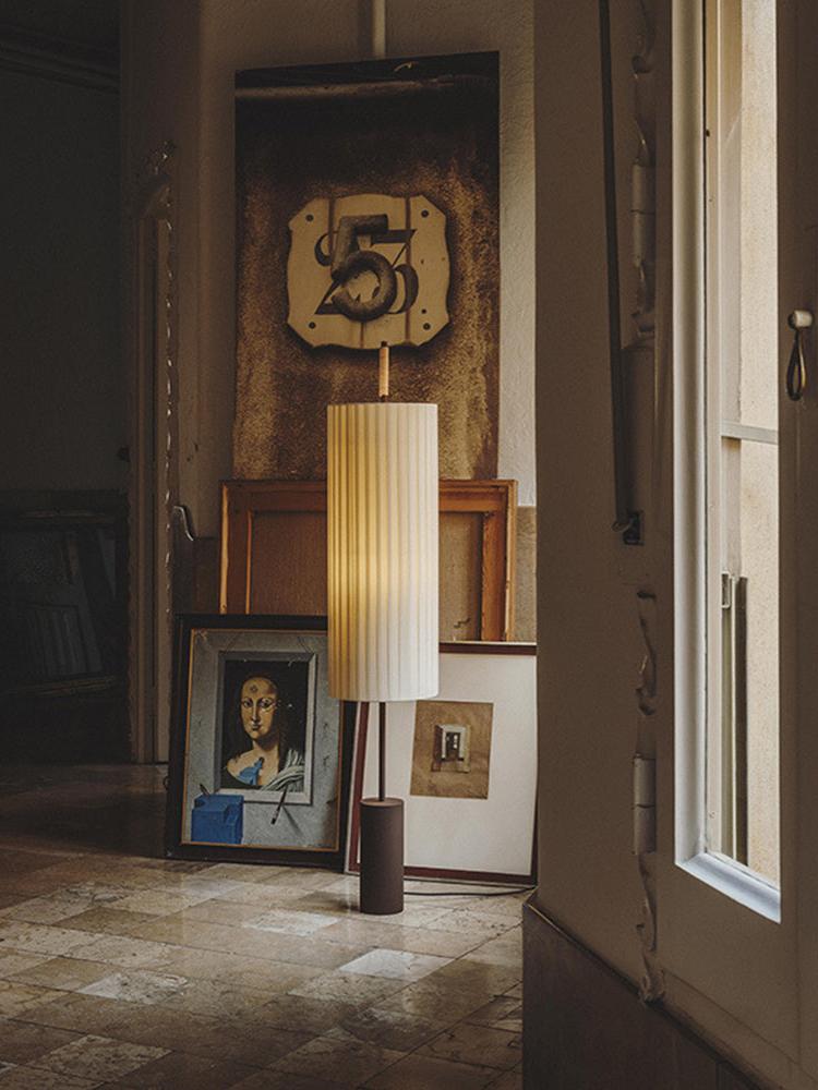 Modern floor lamp with wabi-sabi design in scandinavian interior