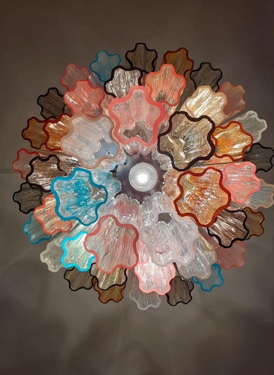 Venetian multicolor glass table lamp in modern Scandinavian interior setting