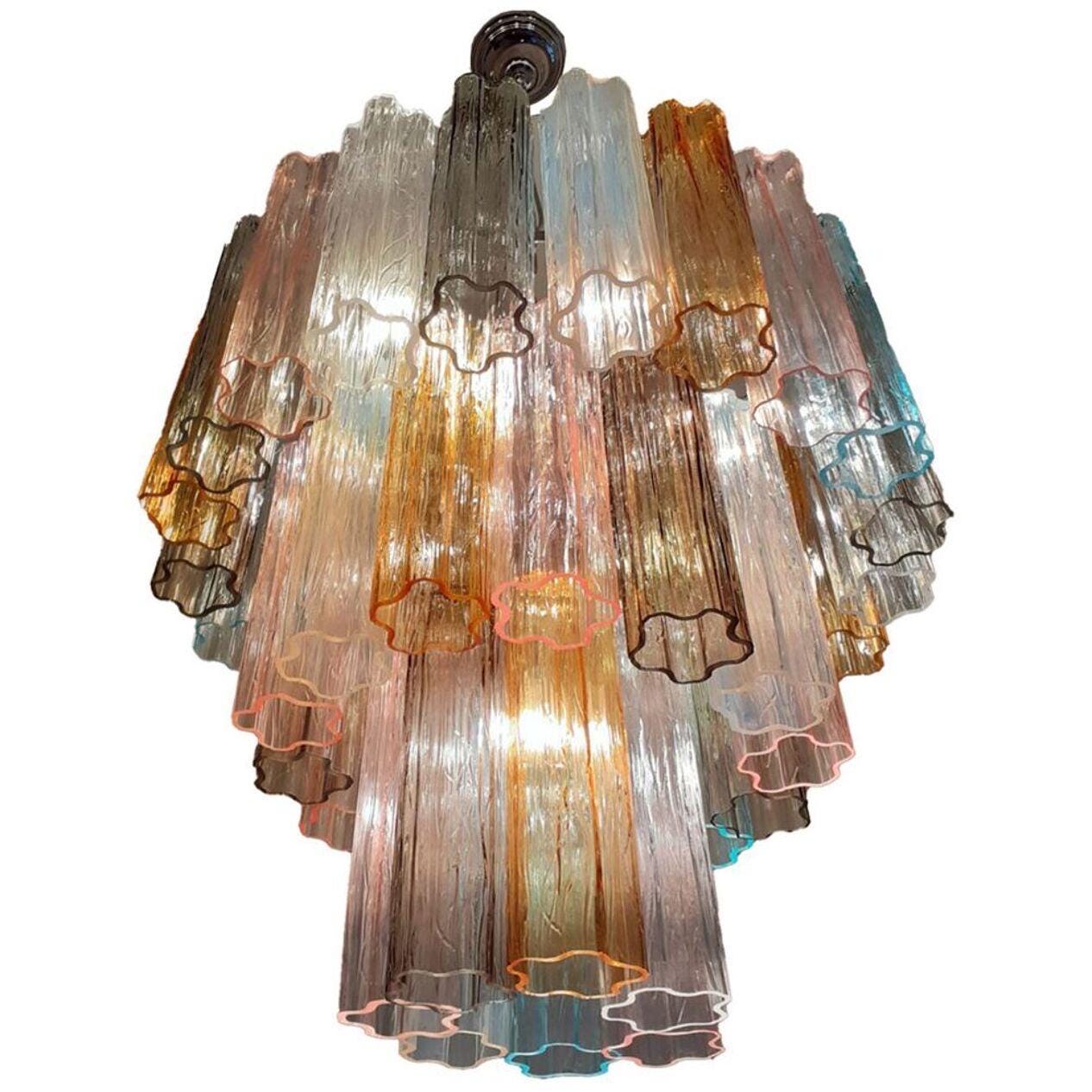 Handcrafted Italian glass table lamp with traditional murrine technique colors