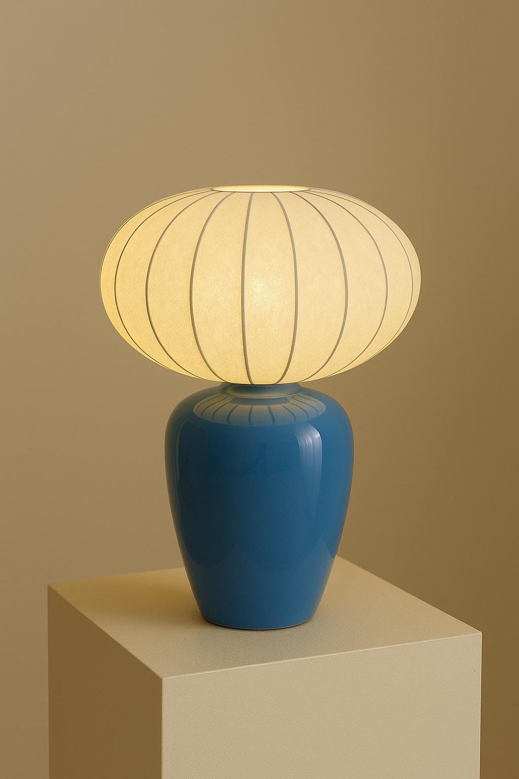 Collection of five French ceramic table lamps in multiple designer colors