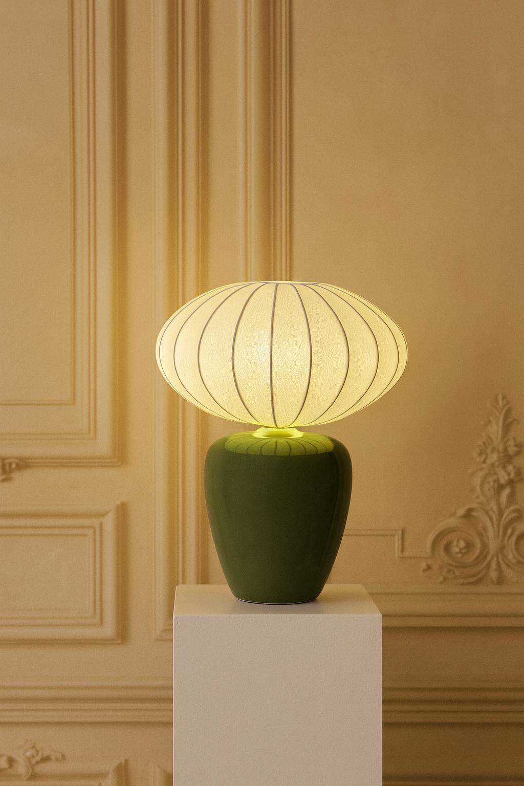 French artisan table lamp with premium glazed ceramic construction