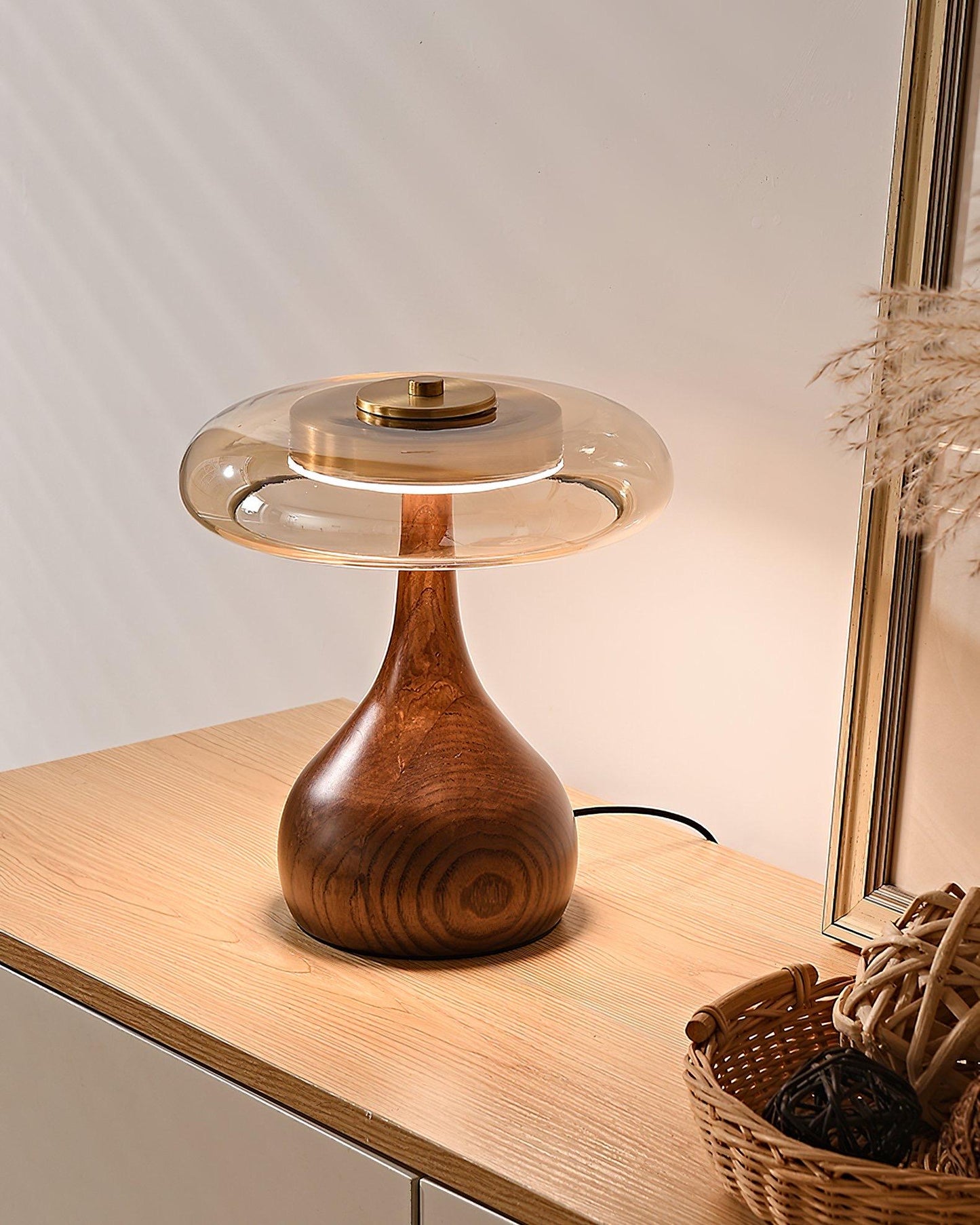 Danish bauhaus walnut lamp - Modern Walnut Desk Lamp