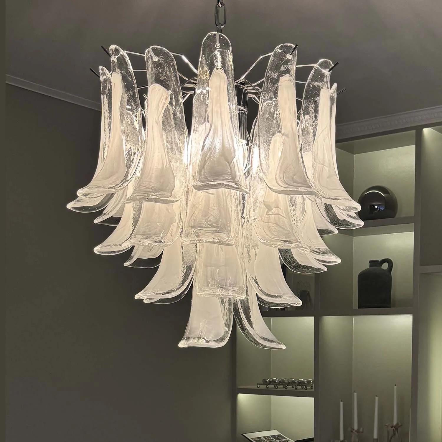 Italian designer ceiling lamp with hand-blown glass details