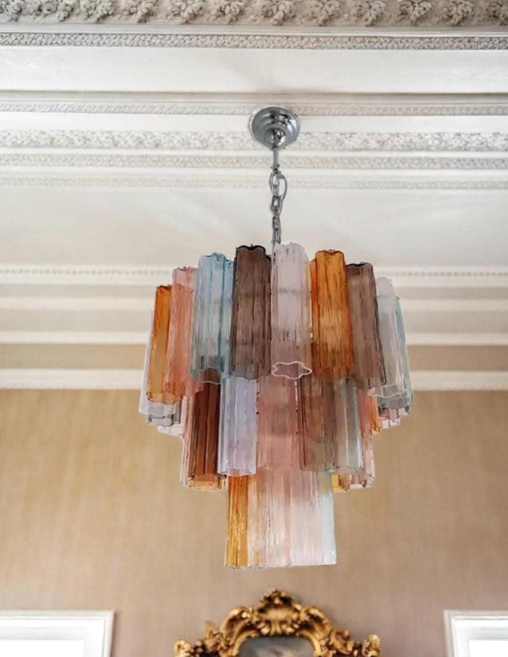 Multicolor Murano glass table lamp with authentic murrine technique handcrafted in Venice