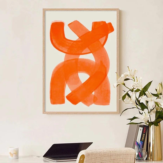 Orange Abstract Wall Art Print – Modern Minimalist Poster for Home & Office